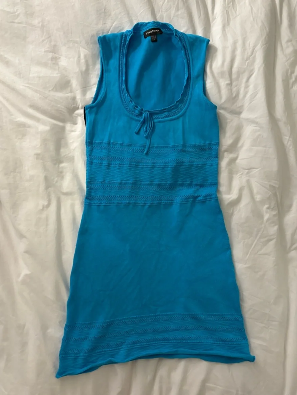Bebe Sleeveless Knit Bodycon Dress in Teal - Picture 2 of 3
